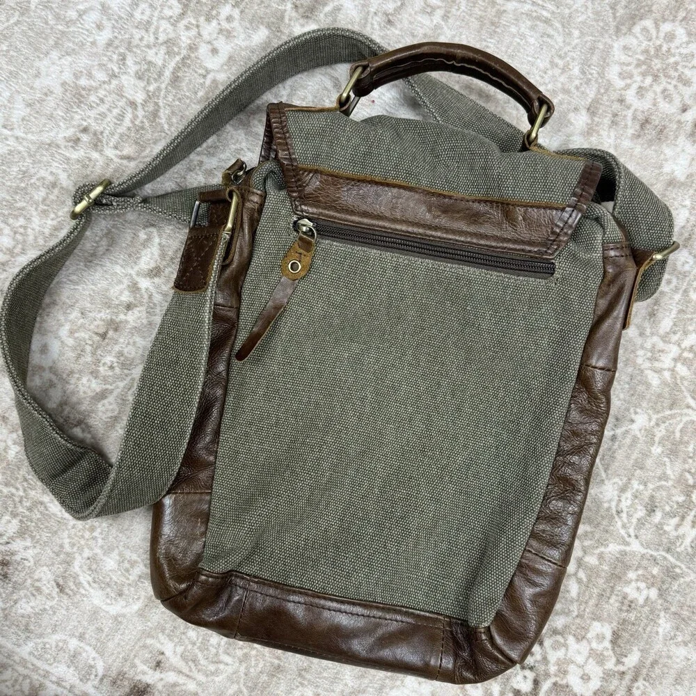 Carraig Donn Ireland Leather /Canvas Front Flap Messenger Shoulder Crossbody Bag